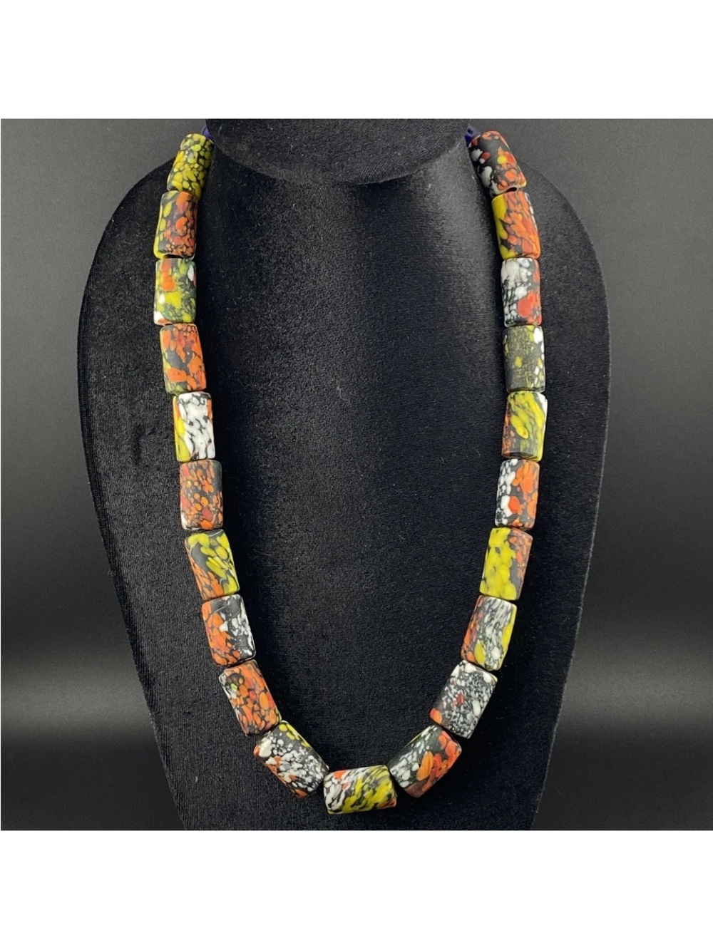 Handcrafted Yellow & Orange Speckled Glass Bead Bracelet - Unbranded